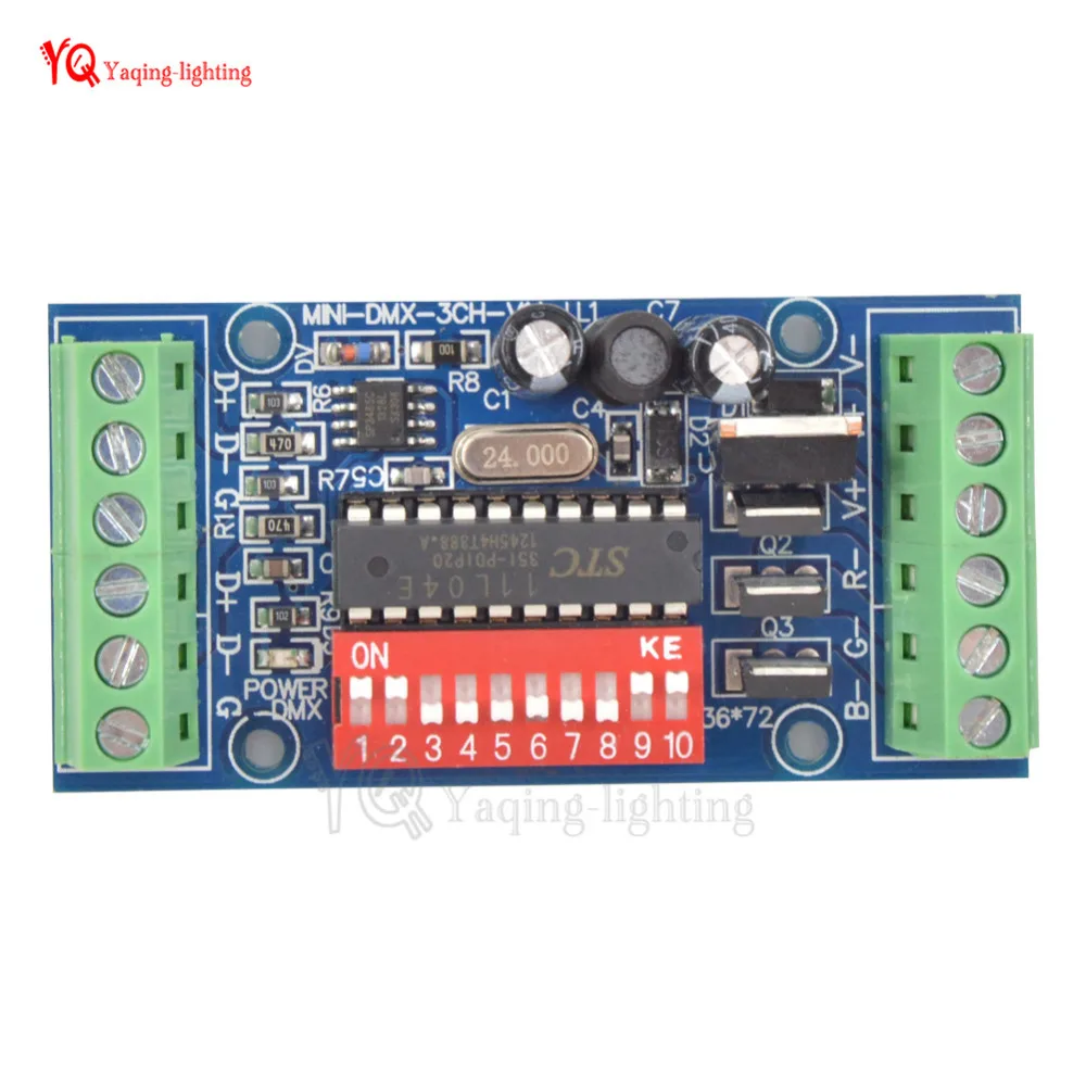 DC5V 24V мини 3 канала 3CH легкий DMX LED контроллер диммер RGB DMX512 декодер для светодиодной