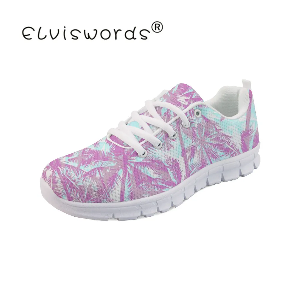 

ELVISWORDS2019 Plam Design Sneakers Female Mesh Flats Shoe Ladies Fashion Loafers Platform Moccasins Slip On Shoes For Women