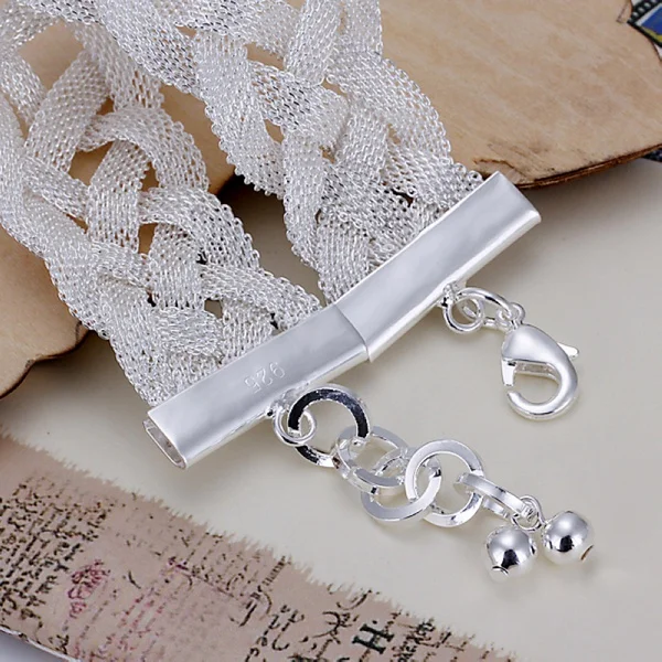 Серебряный цвет, изысканный плетеный браслет, модный очаровательный милый сетчатый Свадебный женский подарок, популярные ювелирные изделия, подарок на день рождения, H253
