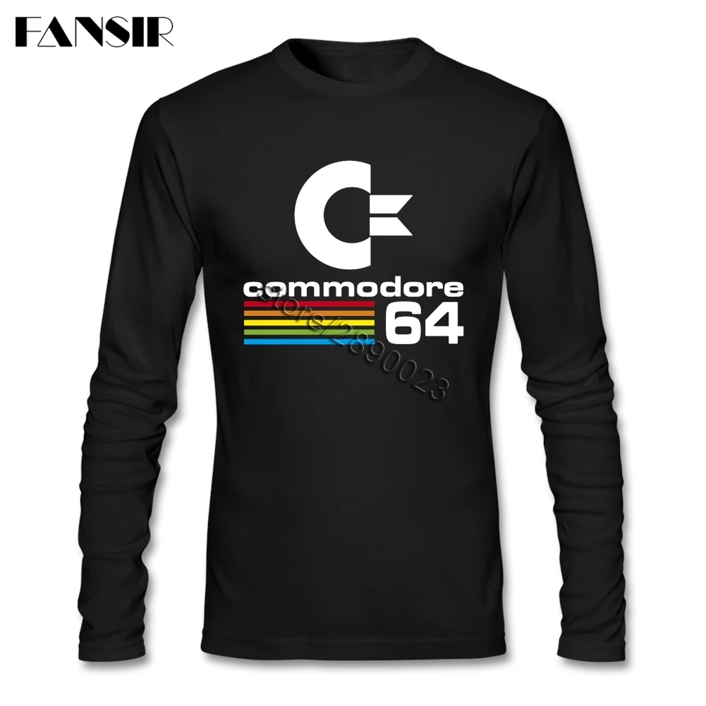 Commodore 64 Экран печать футболки мужская футболка с круглым вырезом и длинными