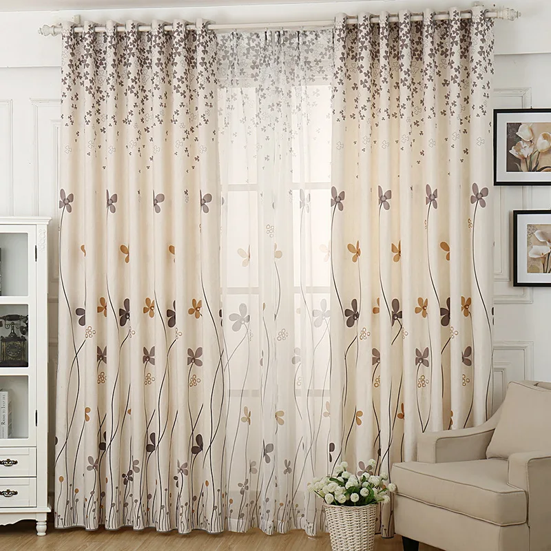 Herb Printed Rustic Curtains For Living Room Faux Linen Curtains