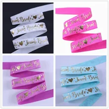 4 цвета 5/" Золотая фольга Команда Невесты напечатаны сгибающиеся эластичные Добро пожаловать пользовательский дизайн