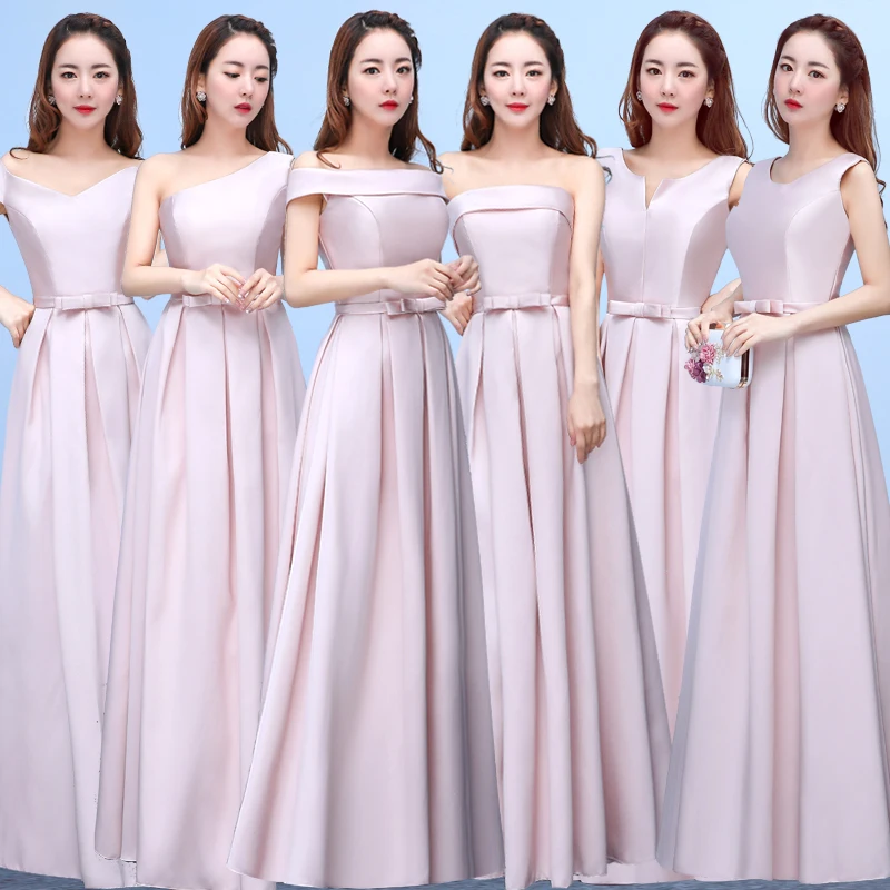 

Robe De Soriee New Blush Pink Bridesmaid Dresses Floor-Length A-line Satin Sleeveless Banquet Elegant Party Formal Prom Dress