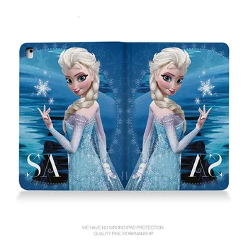 

Cute cartoon Elsa Anna Hans leather smart cover for ipad 234 common high quality tablet case low price