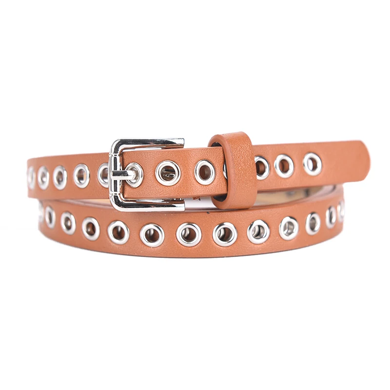 

Women Hollow Rivets PU Leather Strap Belt for Womens Slim Waistband Female Ladies Waist Strap Apparel Accessories