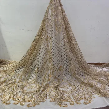 

Cassiel Sequin Milk Silk Lace Fabric Wedding Dress High Quality African French Tulle Lace Fabric Embroidery Nigerian Lace