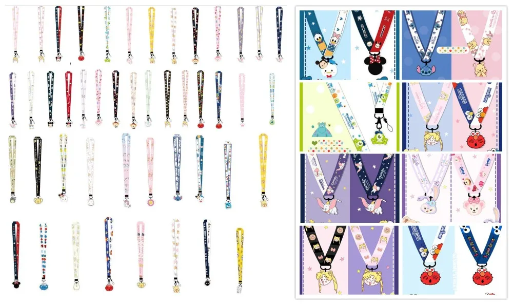 

1PCS cartoon stitch minnie mickey anime totoro dog acrylic pendant key lanyards id badge holder keychain straps for mobile phone