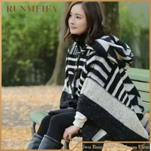 [RUNMEIFA] пончо черный и белый полосатый кашемировый шарф модный шарф плотный большой размер зимняя Шаль женские теплые шарфы