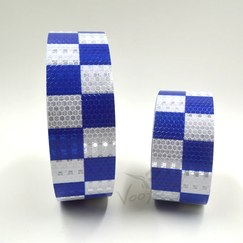 Blue/white Square diamonds reflective tape with self adhesive for truck Free shipping