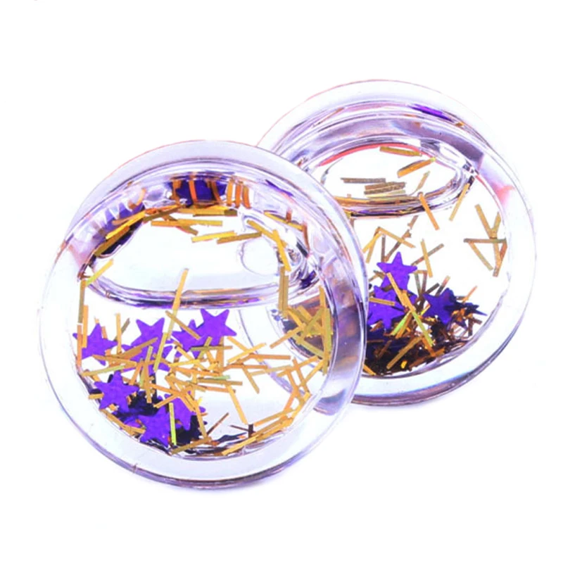 Wholesale 48pcs acrylic liquid plug gauges flesh tunnel colors glitters