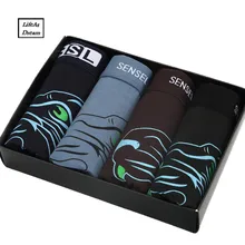 4PCS \ много Для мужчин S Нижнее Бельё для девочек хлопок Тигр боксеры Мужской трусики с принтом тигра Для Мужчин's Нижнее Бельё для девочек ствол бренд Шорты человек трусы-боксеры