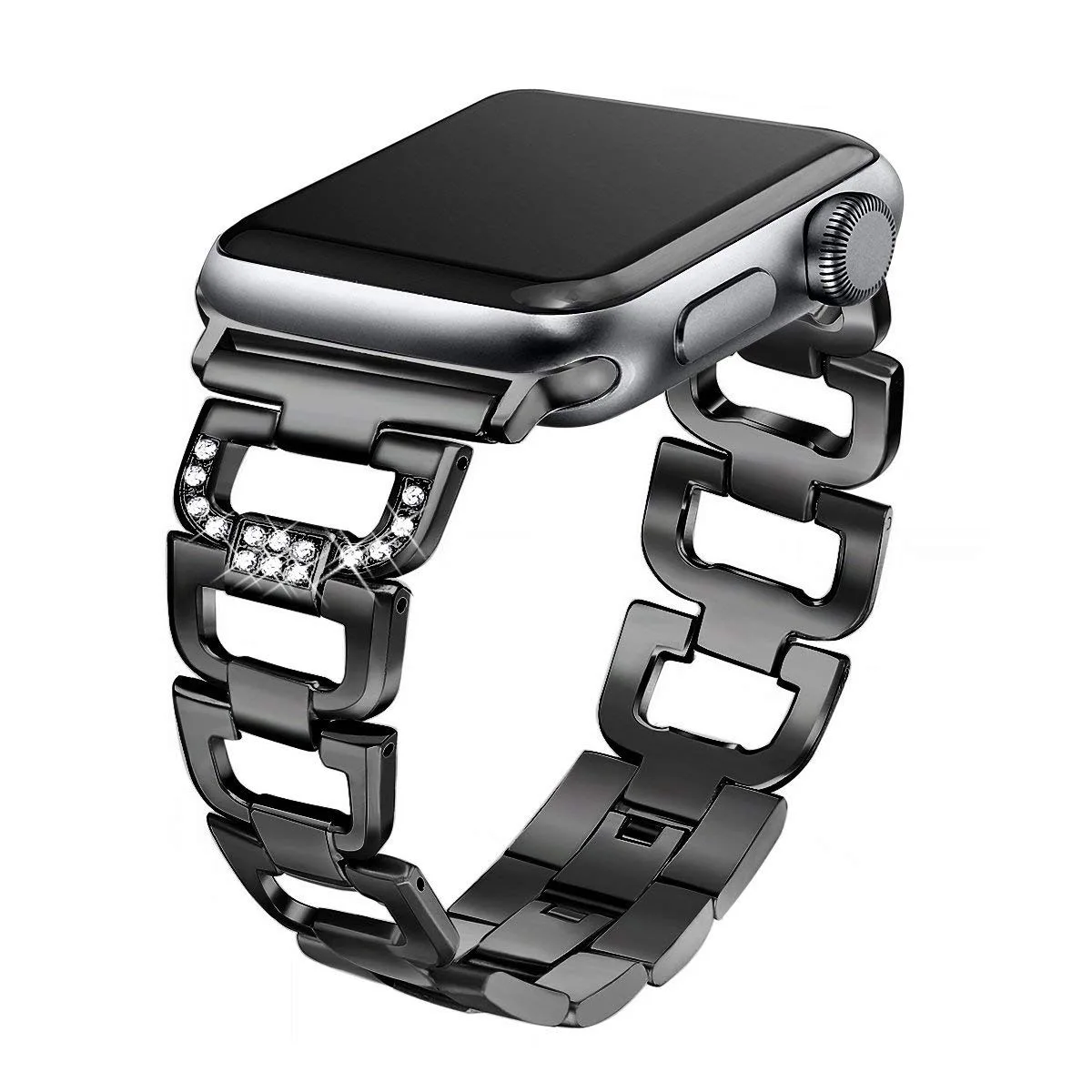 Женский ремешок для часов Apple, 38 мм, 42 мм, 40 мм, 44 мм, Алмазный ремешок из алюминиевого сплава для iwatch серии 5, 4, 3, 2, 1 браслет - Цвет ремешка: Черный
