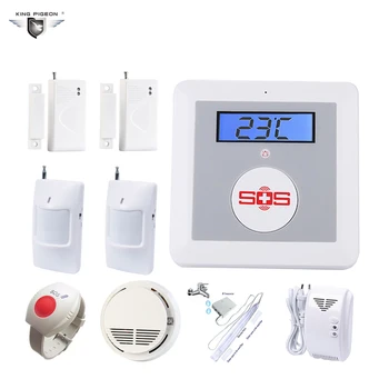 

GSM Elder Caring Burglar Security Alarm Home Water/Gas/Smoke Leakage Detector PIR and Door Sensor SOS Panic Button K4F