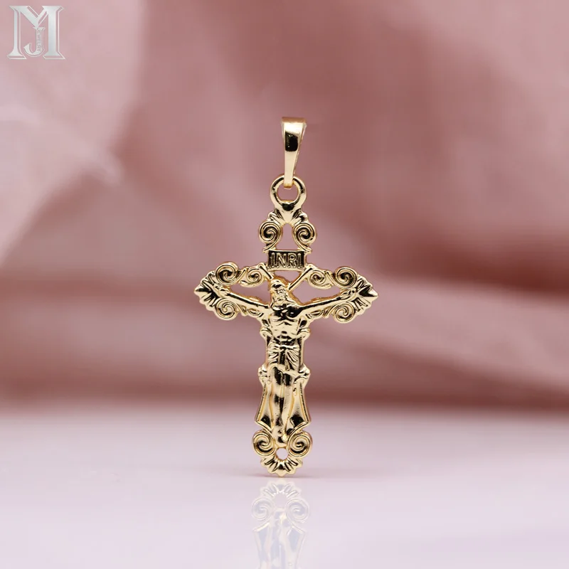 JiaMu 585 ожерелье с крестами из розового золота, христианские подвески, 9 стилей, Мужская подвеска, l цепь, ювелирное изделие, ожерелье, подвеска, комбинация - Окраска металла: P001-7