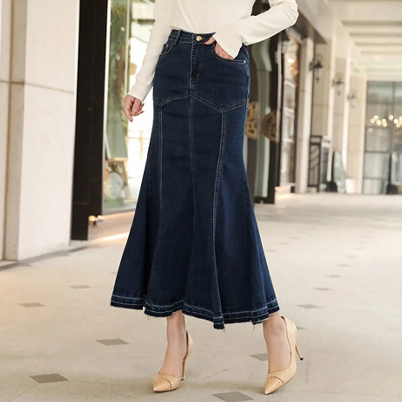 Plus Size Muti Big Pockets Loose A-line Cargo Maxi Jeans Skirts 5xl Preppy  Style Patchworked Mid Long Denim Medieval Skirt Y2k - Skirts - AliExpress