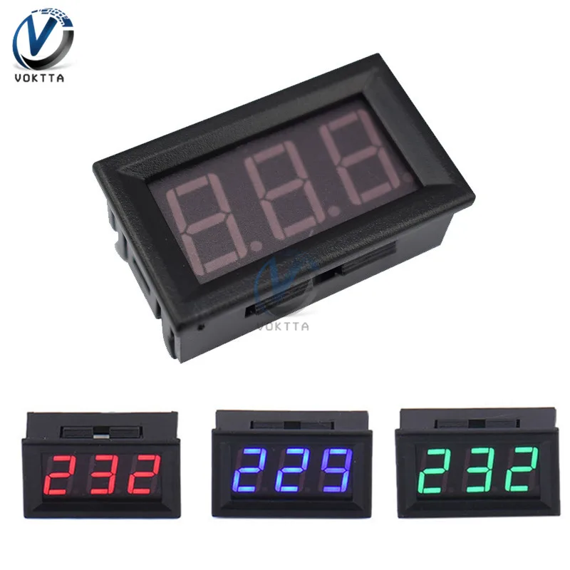 

AC 70-500V 0.56" mini LED Digital Voltmeter Voltage Meter Volt Instrument Tester 2 Wires Red/Blue/Green Display 110V 220V 0.56