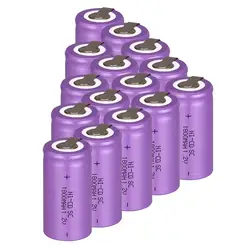 13 шт. Sub C SC аккумуляторной батареи 1.2 В 1800 мАч перезаряжаемый аккумулятор Ni-Cd аккумулятор с вкладки 4.25*2.2 см-фиолетовый цвет