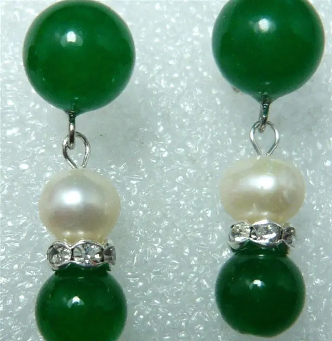

Free shipping 5 color! charm handmade white pearl & green/blue/red stone stud earring