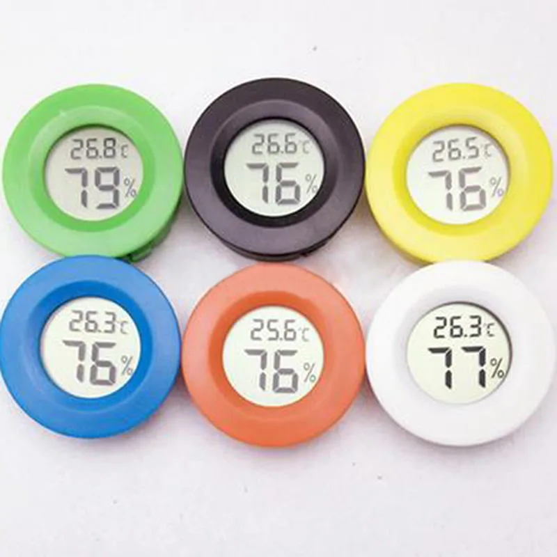 Round Digital Cigar Humidor Temperature Hygrometer Thermometer Tool Black