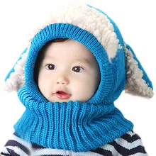 Cute Animal Kids Girls Boys Warm Woolen Coif Hood Scarf Scarves Caps Hats S09