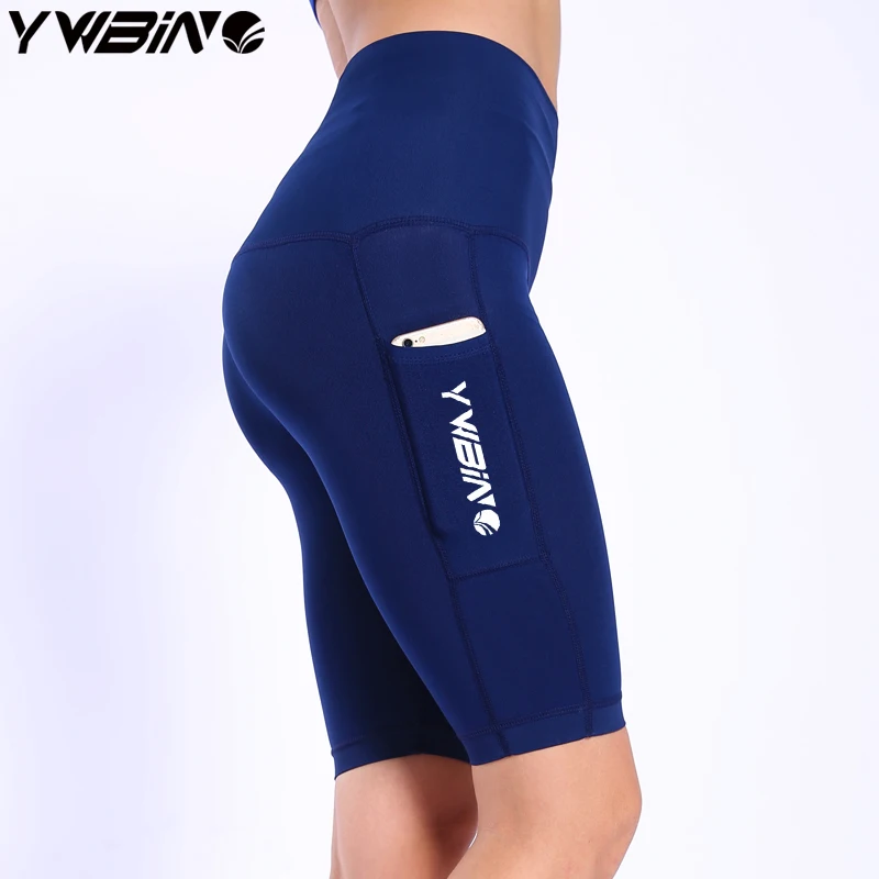 

S1802 High Elastic Side Pocket Females Sports Shorts Quick Dry Running Tights Leggings Workout Fitness Outdoor Yoga Trousers