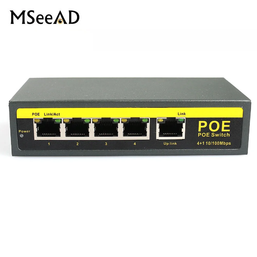 100M 4 + 1 5 портов PoE выключатель инъектор Power Over Ethernet с адаптером питания для камеры