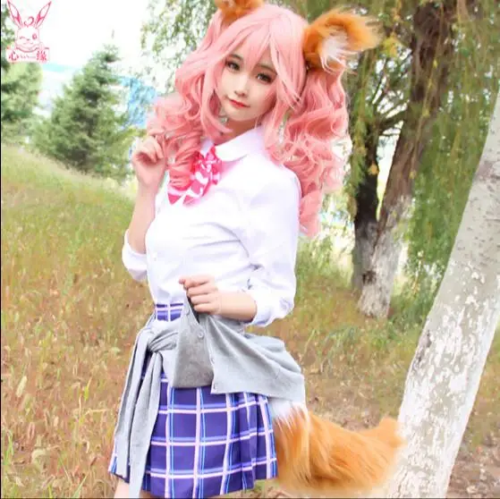 Аниме Fate/fate extella Fate/Grand Order Косплей Tamamo no Mae cos Хэллоуин только уши и хвост косплей лиса собака уши и хвост