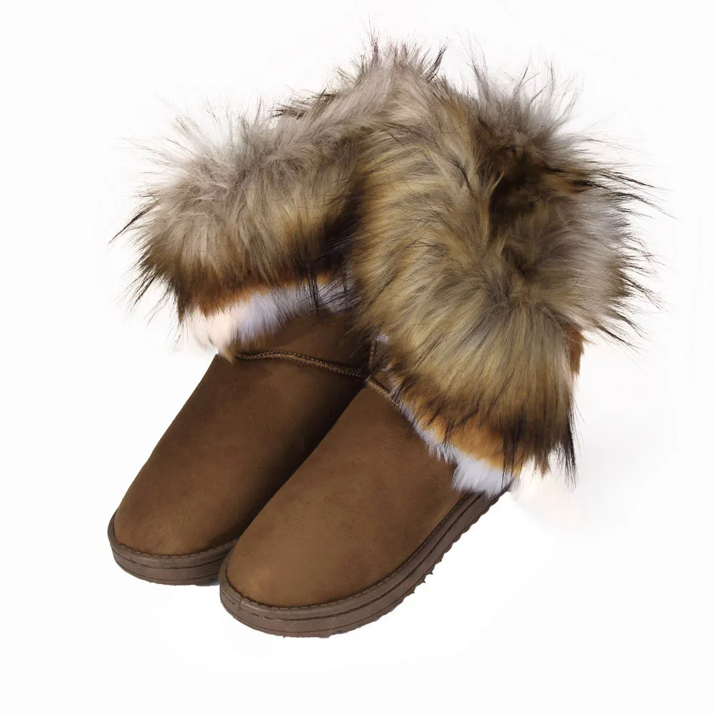 

CAGACE 2018 Hot Winter Warm Women Boots Flat Ankle Fur Lined Winter Warm Snow Shoes Round-toe Leather Female Women Shoes botas