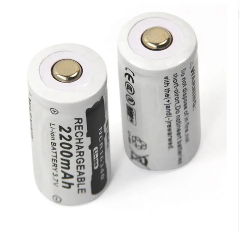 Новый перезаряжаемый литиевый аккумулятор CR123A 2pcs 3 7 v 2200mAh 16340|Перезаряжаемые