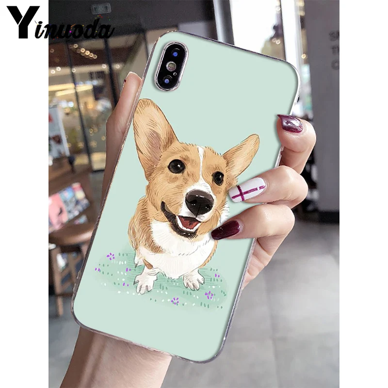 Yinuoda милый корги мультфильм собака шаблон мягкий чехол для телефона из ТПУ для iPhone X XS MAX 6 6s 7 7plus 8 8Plus 5 5S SE XR 10
