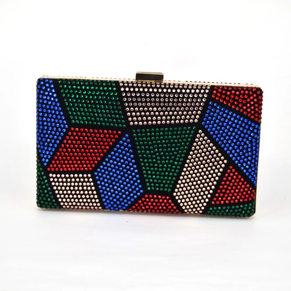 Многоцветный кошелек с кристаллами мини клатч для свадебвечерние вечерняя