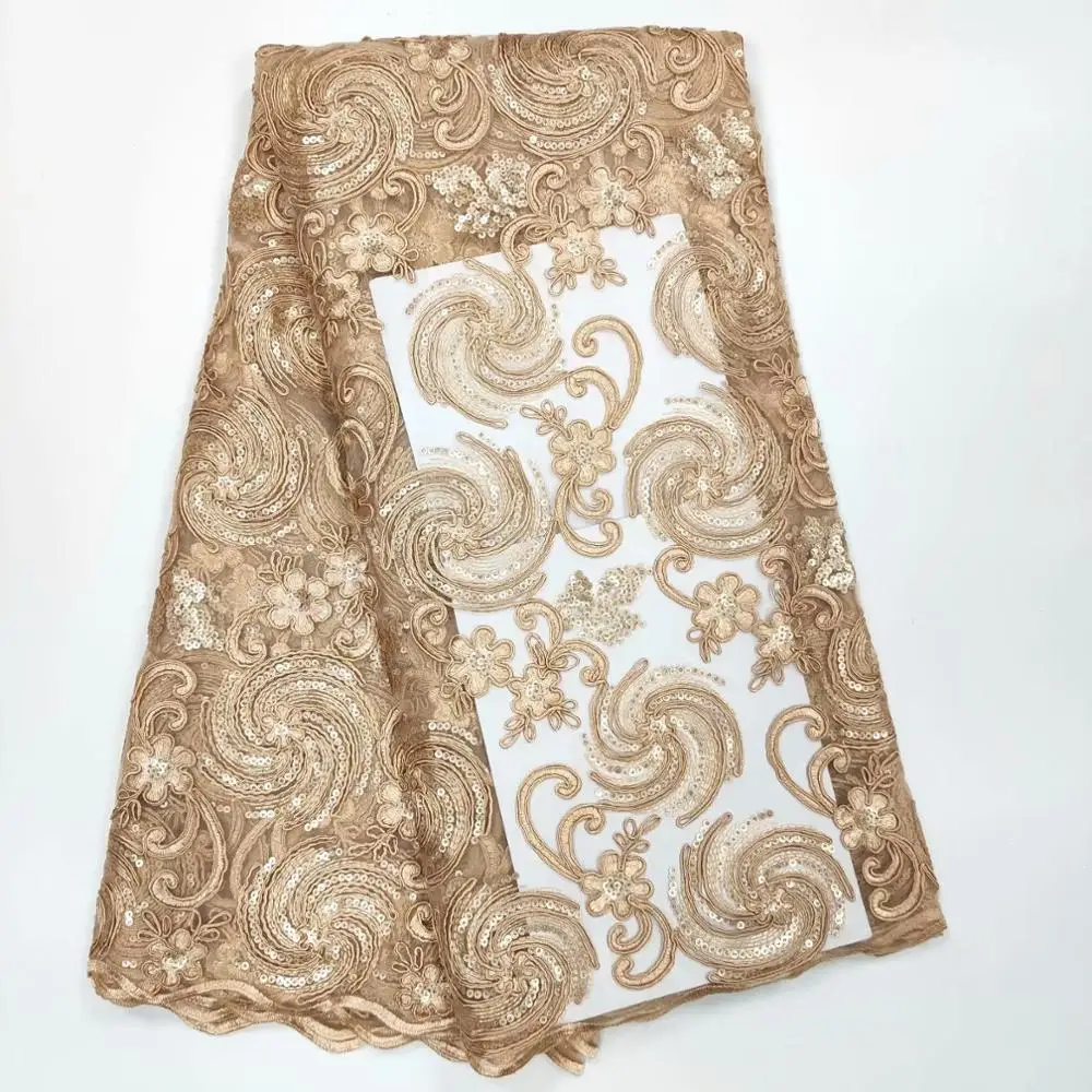 Unique New Design African Sequins Net Lace Fabric High Quality 2019 Nigeria Indian Embroidery Guipure Mesh Gold Sequined | Дом и сад