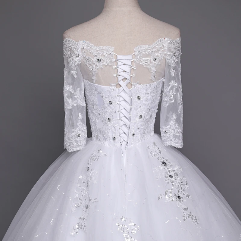Fansmile Новое поступление халат De Mariage рукав Принцессы кружевное бальное платье свадебное платье на заказ Vestido De Noiva FSM-584F