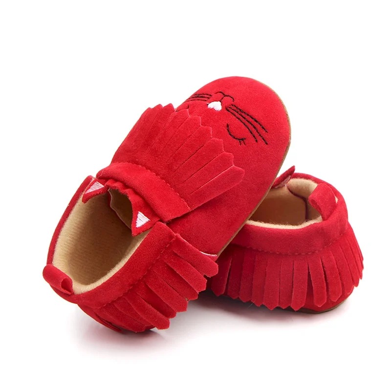 Милая обувь для маленьких девочек; сезон осень-весна-лето; обувь с кисточками и рисунком; модная детская обувь для первых шагов