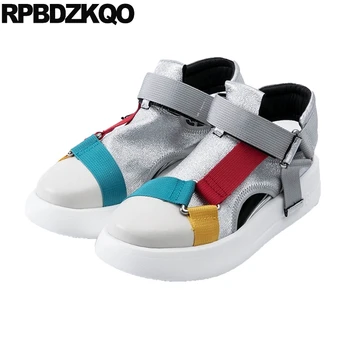 

trainers muffin elevator metallic thick sole breathable hollow out women harajuku silver sneakers creepers platform shoes