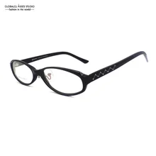 Драгоценные овальные линзы ацетатная оправа черного цвета женский, черный Цвет алмаз волнистой линией украшения оправа для установки линз по рецепту QL8004 C04