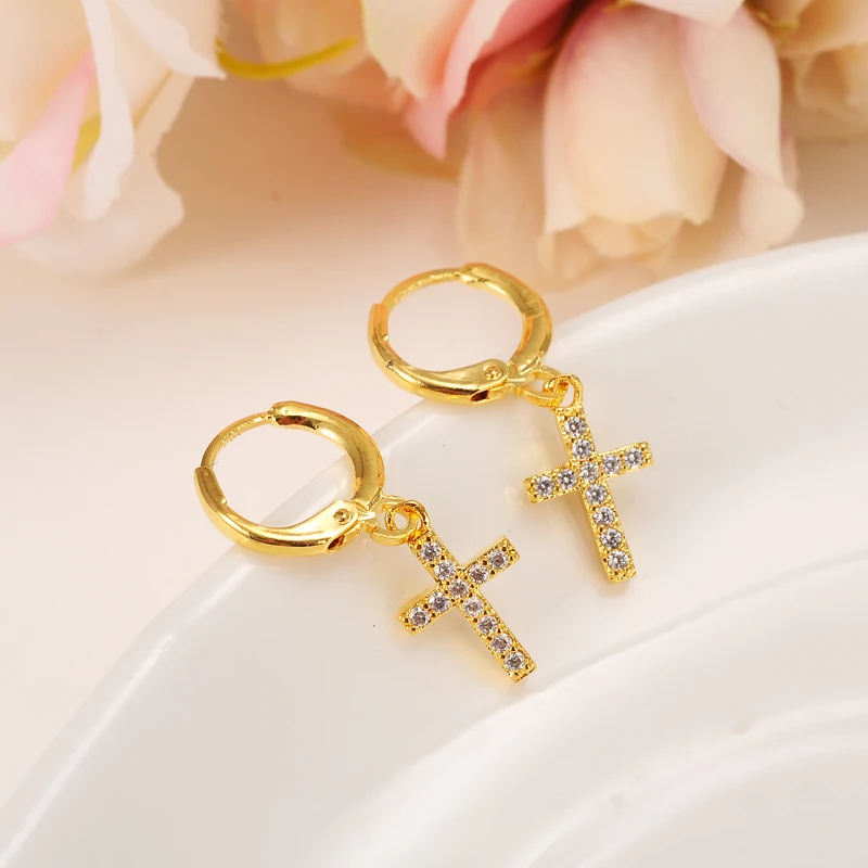 Bangrui Роскошные рождественские подарки золотого цвета женские/Grils кристаллы, украшения оптом крест серьги