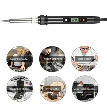 

EU Adjustable Temperature Electric Soldering Iron 220V 80W Welding Solder Rework Station Heat Pencil Tips Repair Tool