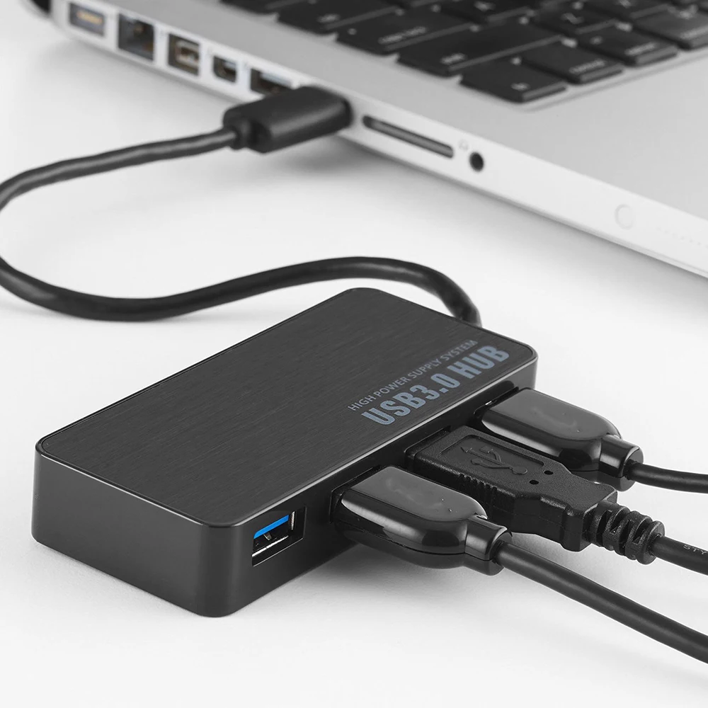 Высокоскоростной USB 3,0 концентратор 4 порта мультихаб разветвитель удлинитель с внешним адаптером питания для Mac OS ноутбук ПК мини usb-хаб