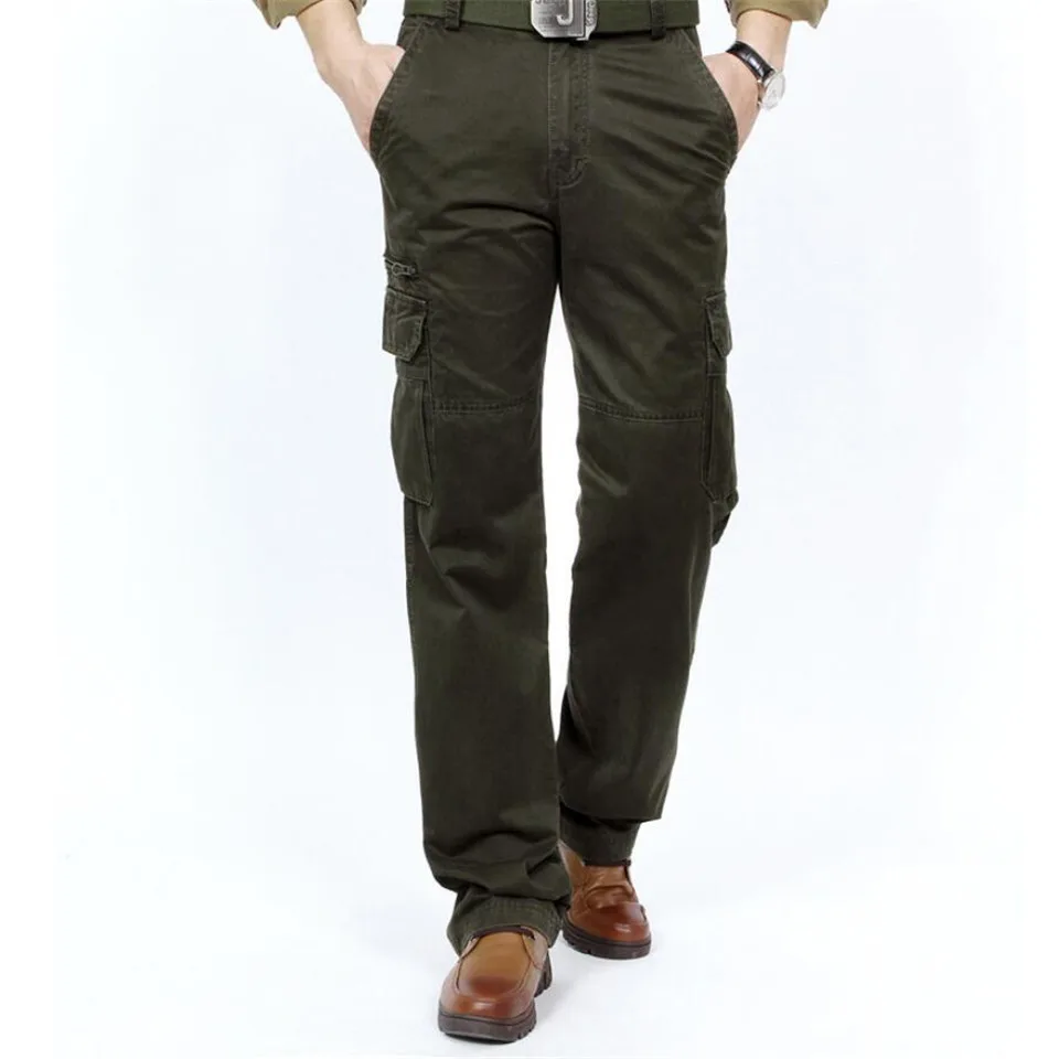 ROHOPO комбинезон карманы брюки флис теплая одежда брюки карго человек хлопок сплошной Свободный комбинезон военный мужской хлопок Troussers
