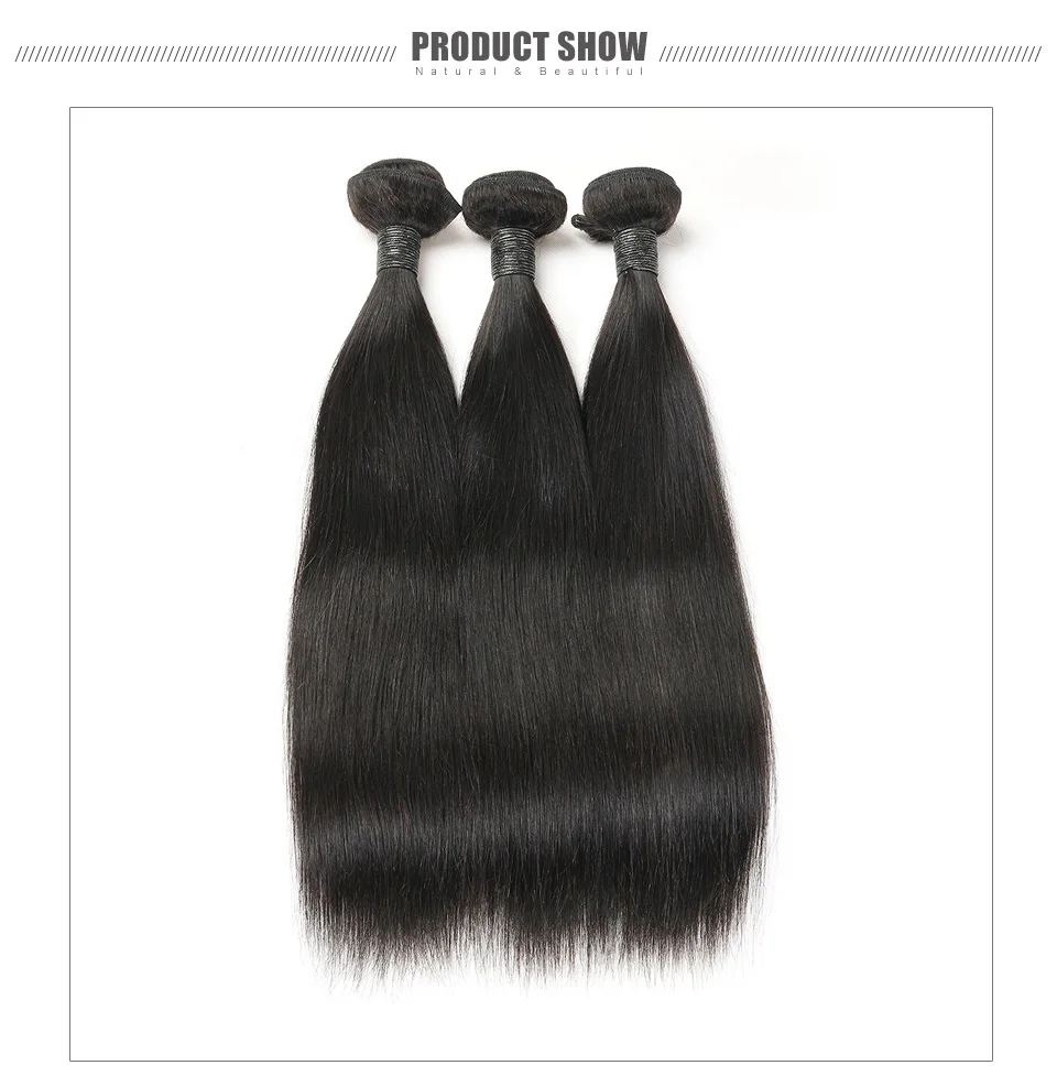 Hair Villa Brazilian 100% Unprocessed Human Hair 3 Bundles Straight Hair Weft  Natural Color Salon Longest Hair PCT 20% (1)