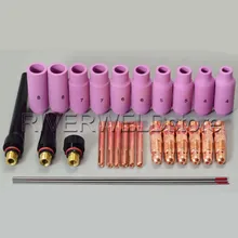 TIG KIT& TIG Расходные материалы для сварочной горелки аксессуары вольфрамовый электрод и задние колпачки и Коллет тела подходят WP 17 18 26 серии, 28PK