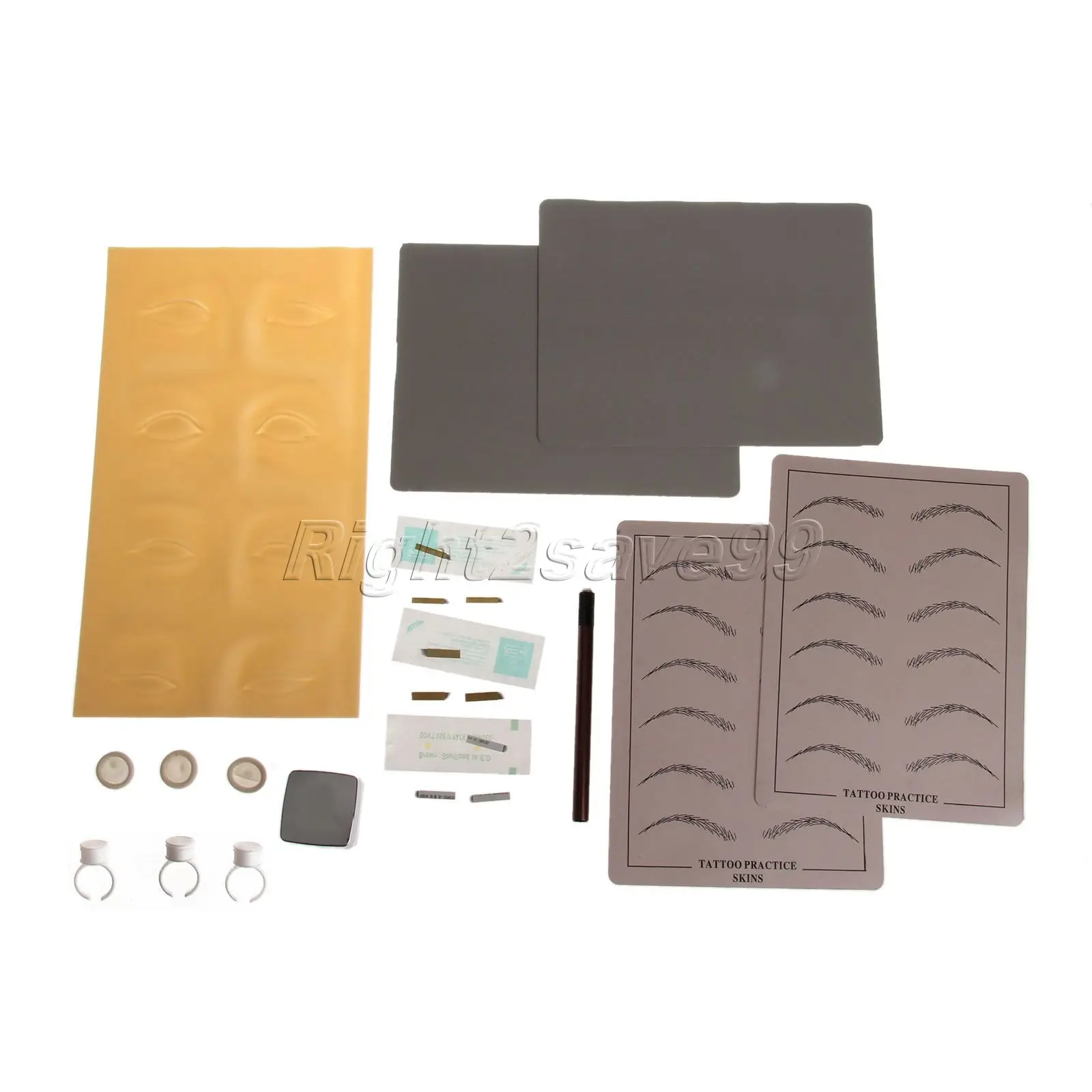 

Permanent Makeup Eyebrow Manual Pen Kits 12pin 14pin 18pin PCD Blades Needle Practice Skin Black Coffee Ink cupring Finger Glove