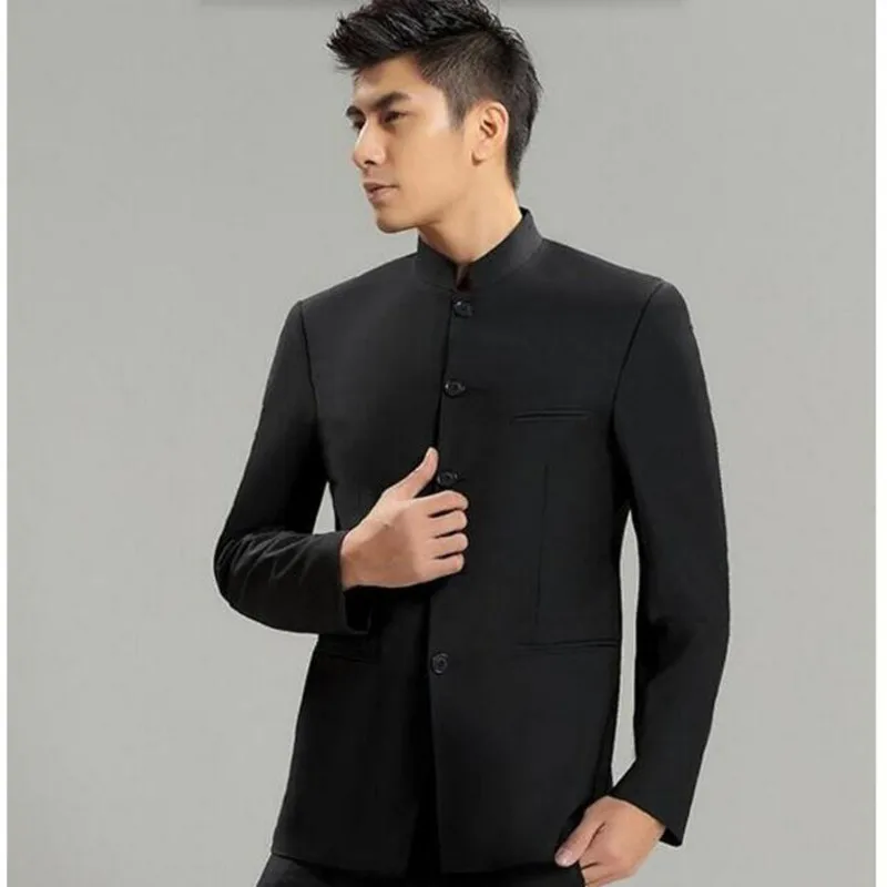 Китайский пиджак с воротником для мужчин, новинка, воротник-стойка, приталенный пиджак, мужские свадебные куртки, высокое качество, на заказ