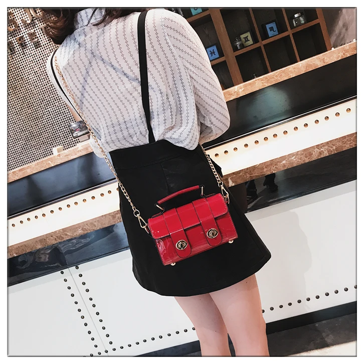 BENVICHED Lacquer bag women 2019 new Korean version handbag Joker chic chain Boston Single Shoulder bag Satchel c132 14 20180828_163955_077