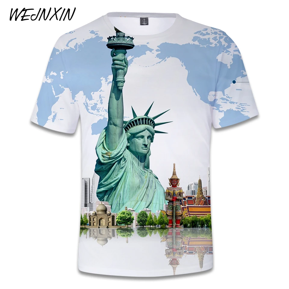 WEJNXIN Cool Statue Of Liberty Print 3D T shirt Men Women Unisex T Shirt Summer Girl Boys Tshirt