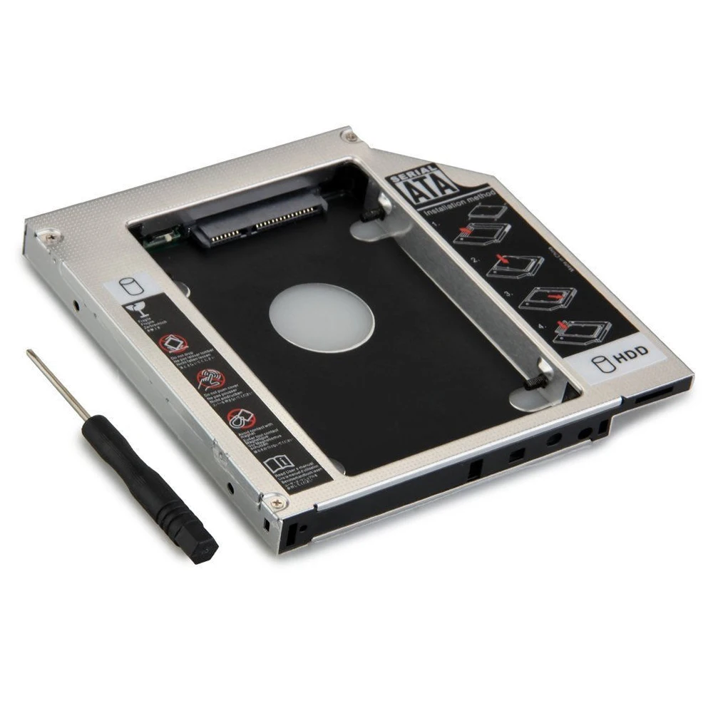 2.5" SATA Aluminum 2nd Hard Disk Drive SSD HDD Caddy Adapter bay for