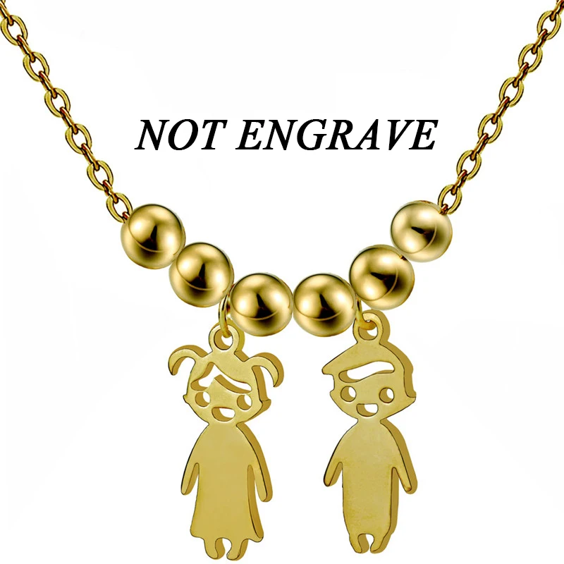 Персонализированный Кулон для девочек и мальчиков, ожерелье из нержавеющей стали, ожерелье с надписью на заказ, подарки для детей на день рождения, семейные подарки - Окраска металла: Gold (not engrave)