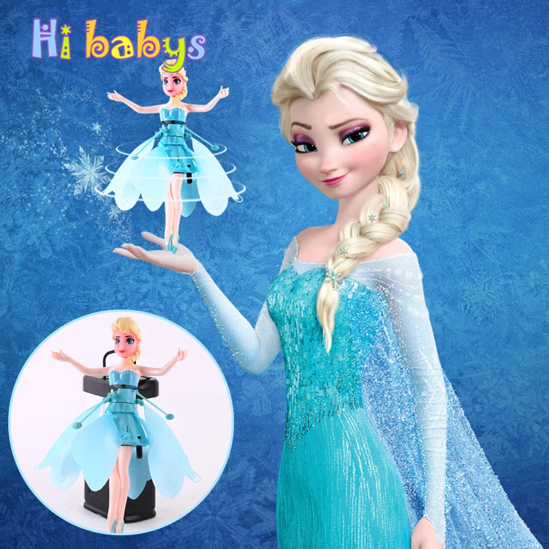 

Luminous Flying Fairy Wing Elsa Glowing Snow Queen Magical Princess Cute Doll Light Up Hand Induction Flying Toy For Gift