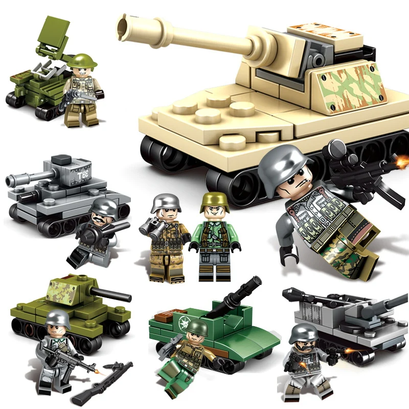 

759Pcs 16IN1 Military Tank SWAT Police Set Building Blocks Compatible Legoings City Army DIY Bricks Educational Child Toys Gifts